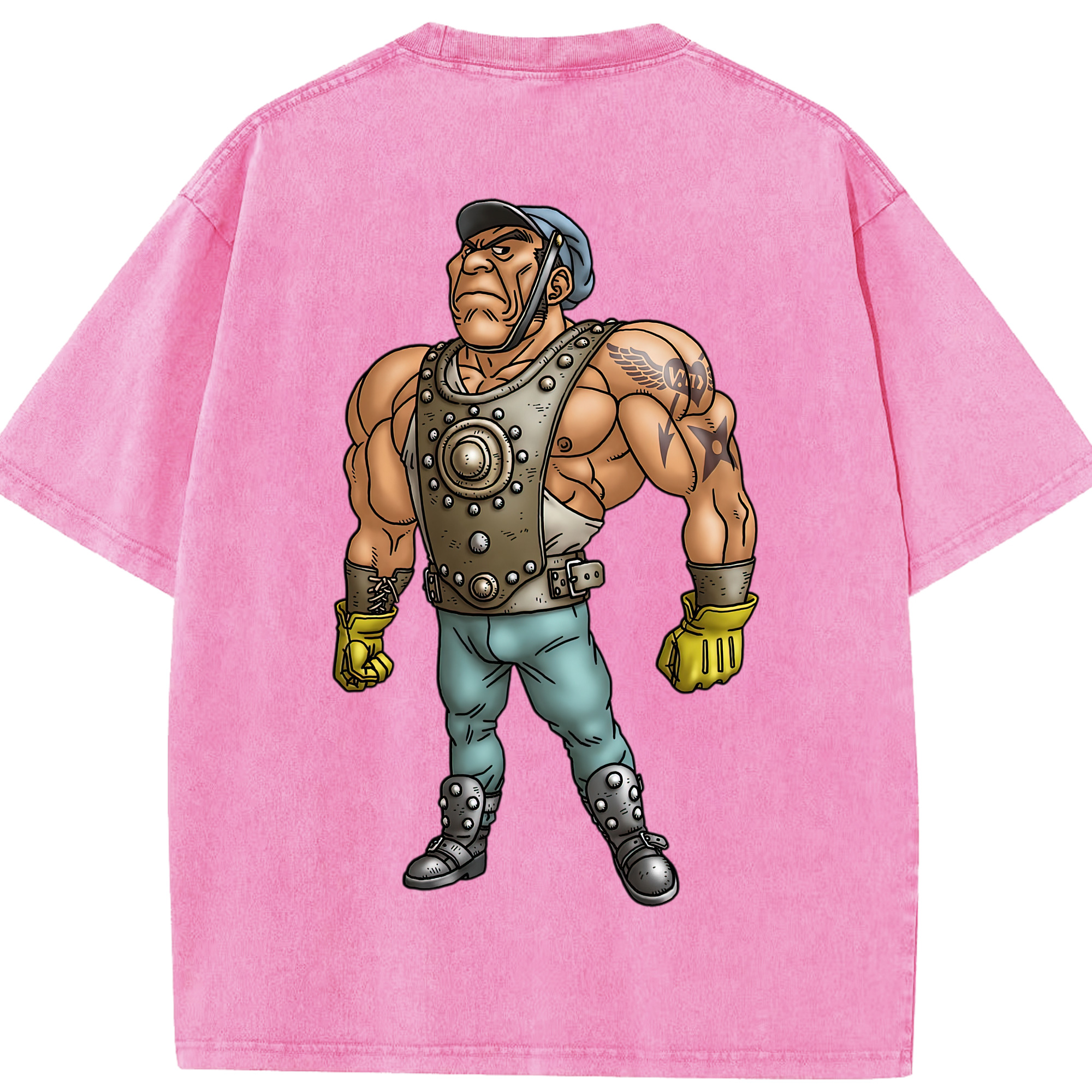 （画像用） ドラゴンクエスト Doragon Kuesuto Dragon Quest 綿100% ヴィンテージ風 半袖Tシャツ（背面プリント）